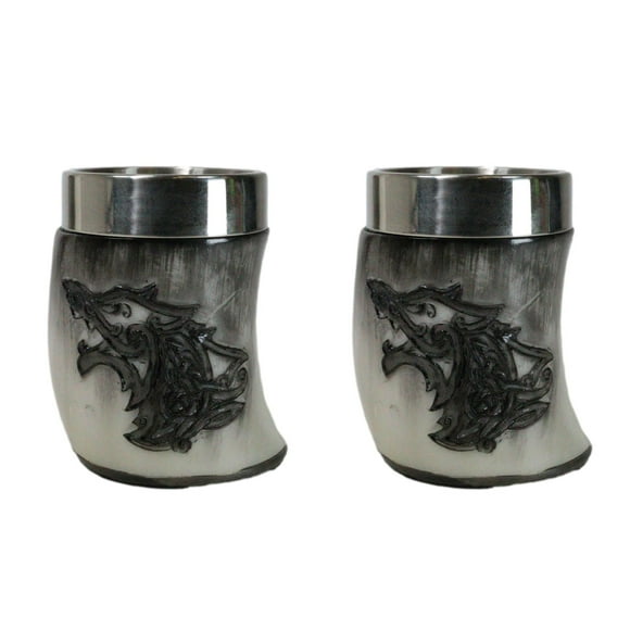 Set Of 2 Norse Mythology Viking Wolf Fenrir Enemy Of The Gods Shot Glasses