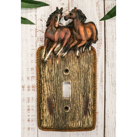 Set Of 2 Novelty Western Country Equine Horses Single Toggle Switch Plates