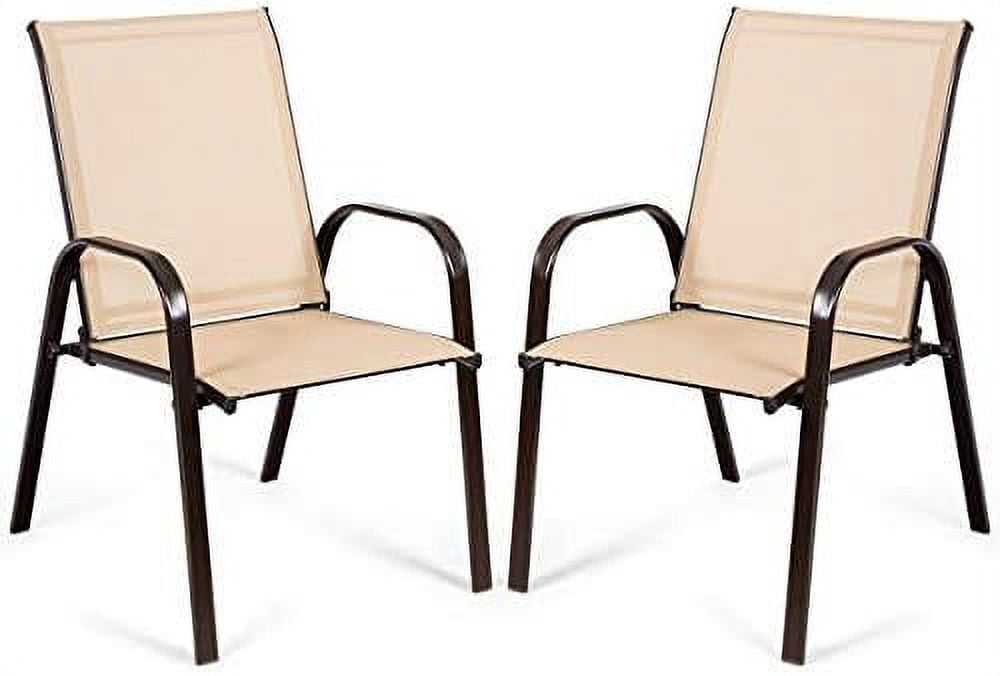 Set Of 2 Patio Chairs, Outdoor Chairs With Armrest, Metal Deck Chairs