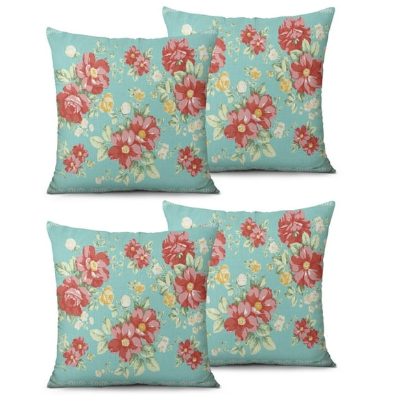 Set Of 2 Pioneer Pink Peel Pillow Covers 16x16 Inch Linen Decorative Square Throw Pillow Covers for Living Room Sofa Couch Decoration