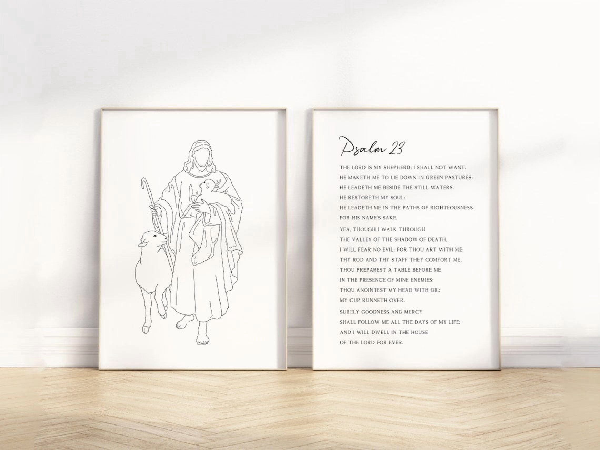 Set Of 2 Psalm 23 The Lord Is My Shepherd Bible Verse Wall Art Prints ...