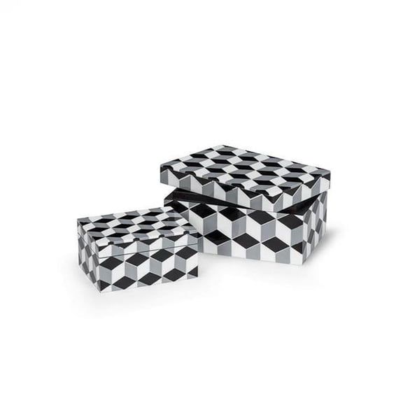 Set Of 2 Rectangle Geometric Pattern Decorative Boxes