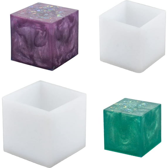 Set Of 2 Resin Square Molds, 2 Sizes Epoxy Resin Cubes For Crafts, Ornaments, Home Decoration