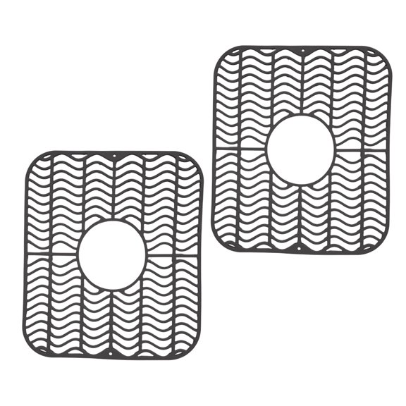 Set Of 2 Ridged Silicone Sink Trays Guard Cookware From Damage And increase Kitchen Safety