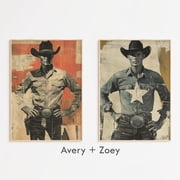 Set Of 2 Rockstar Cowboy Wall Art Prints, Boho Texas, Rustic Western, Retro Vintage Wild West, Living Room And Gallery Wall Decor