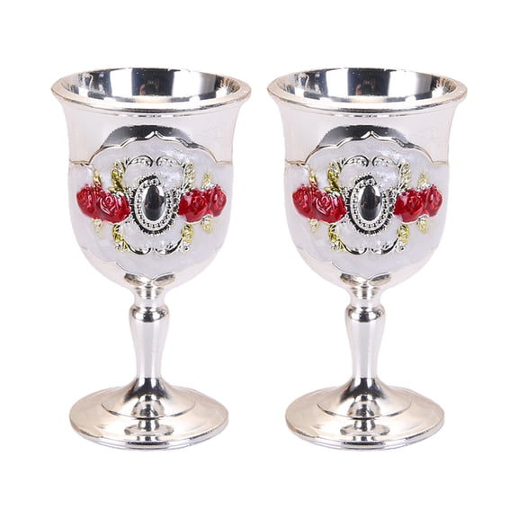 Set Of 2 Rose Flower Engraved Shot Glasses Drinking Cups For Parties And Gifts