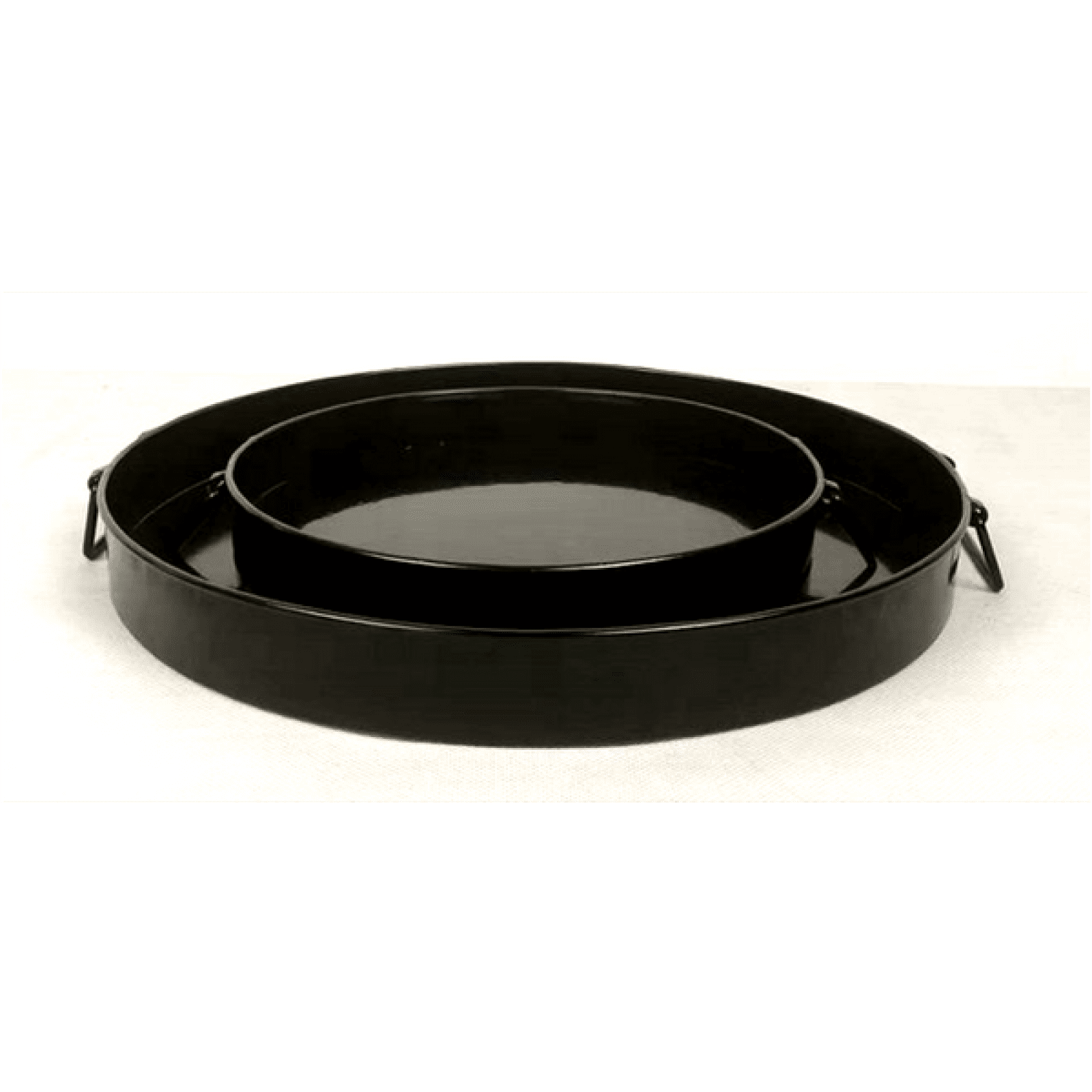 Set Of 2 Round Black Trays With Folding Handles Trays - Walmart.com