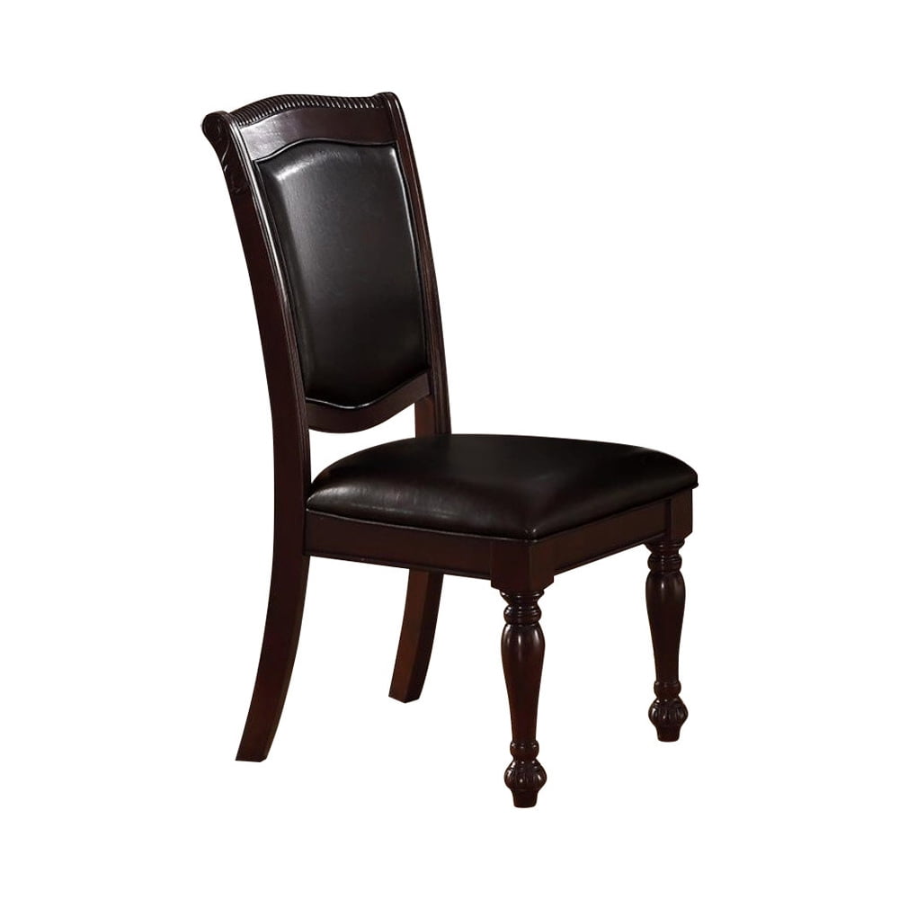 Set Of 2 Rubber Wood Traditional Dining Chair Dark Brown And Black- Saltoro Sherpi