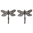 thumbnail image 1 of Set Of 2 Rustic Cast Iron Dragonfly with Scrollwork Filigree Wings Wall Hooks, 1 of 10
