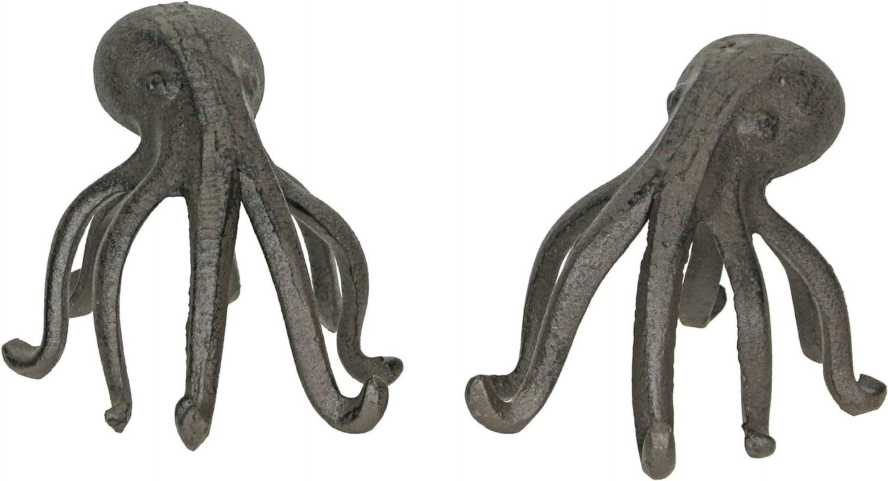 Set Of 2 Rustic Cast Iron Octopus Bookends Nautical Home Decor Decorative  Shelf Sculptures 