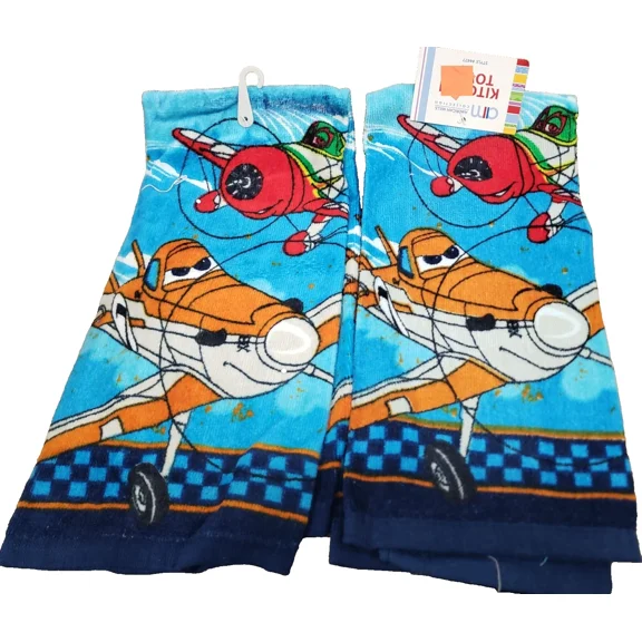 Set Of 2 Same Kitchen Terry Towels (15"X25") Animated Movie Character Planes, Am