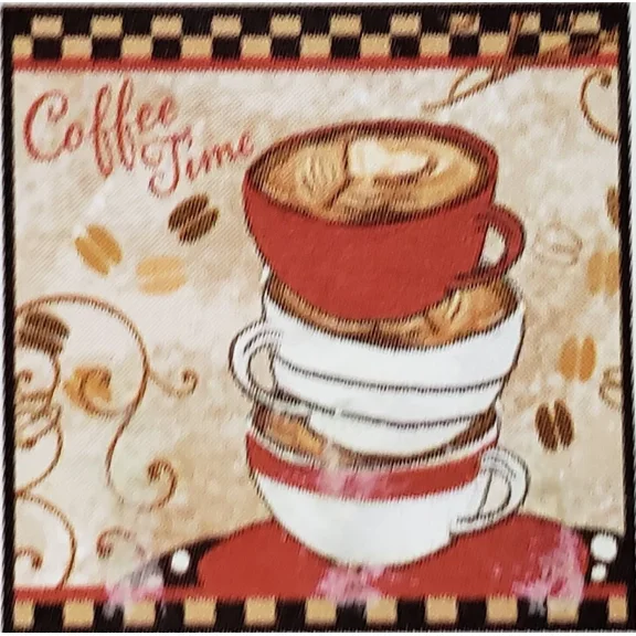 Set Of 2 Same Printed Dishcloths (12"X12") Stack Of Coffee Cups, Coffee Time, Gr
