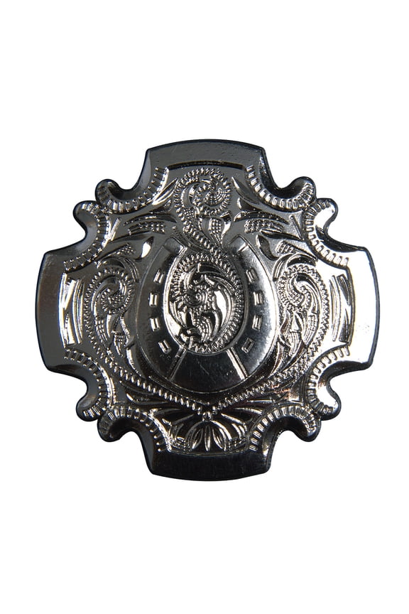 Set Of 2 Screw Back Concho 1.5 In Nickle Plated Horse Shoe Saddle Hilason