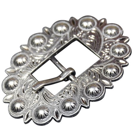 Set Of 2 Screw Back Concho Stainless Steel Ed Leather Belt Floral Buckle