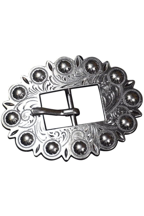 Set Of 2 Screw Back Concho Stainless Steel Leather Belt Floral Buckle Set