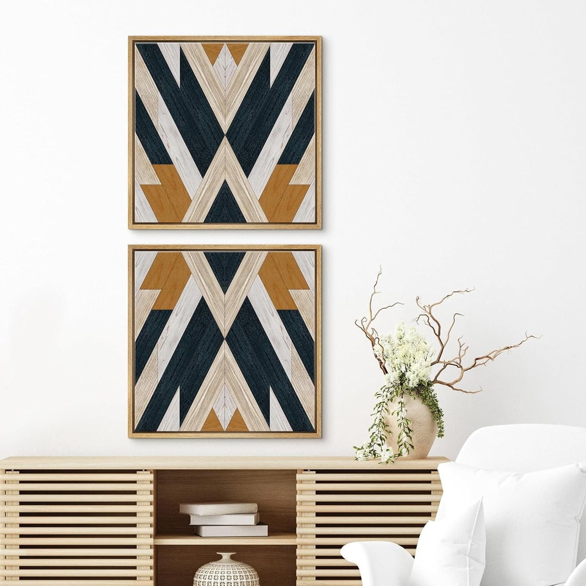 Set Of 2 Southwestern Panel Geometric Pattern Collage Abstract Modern ...