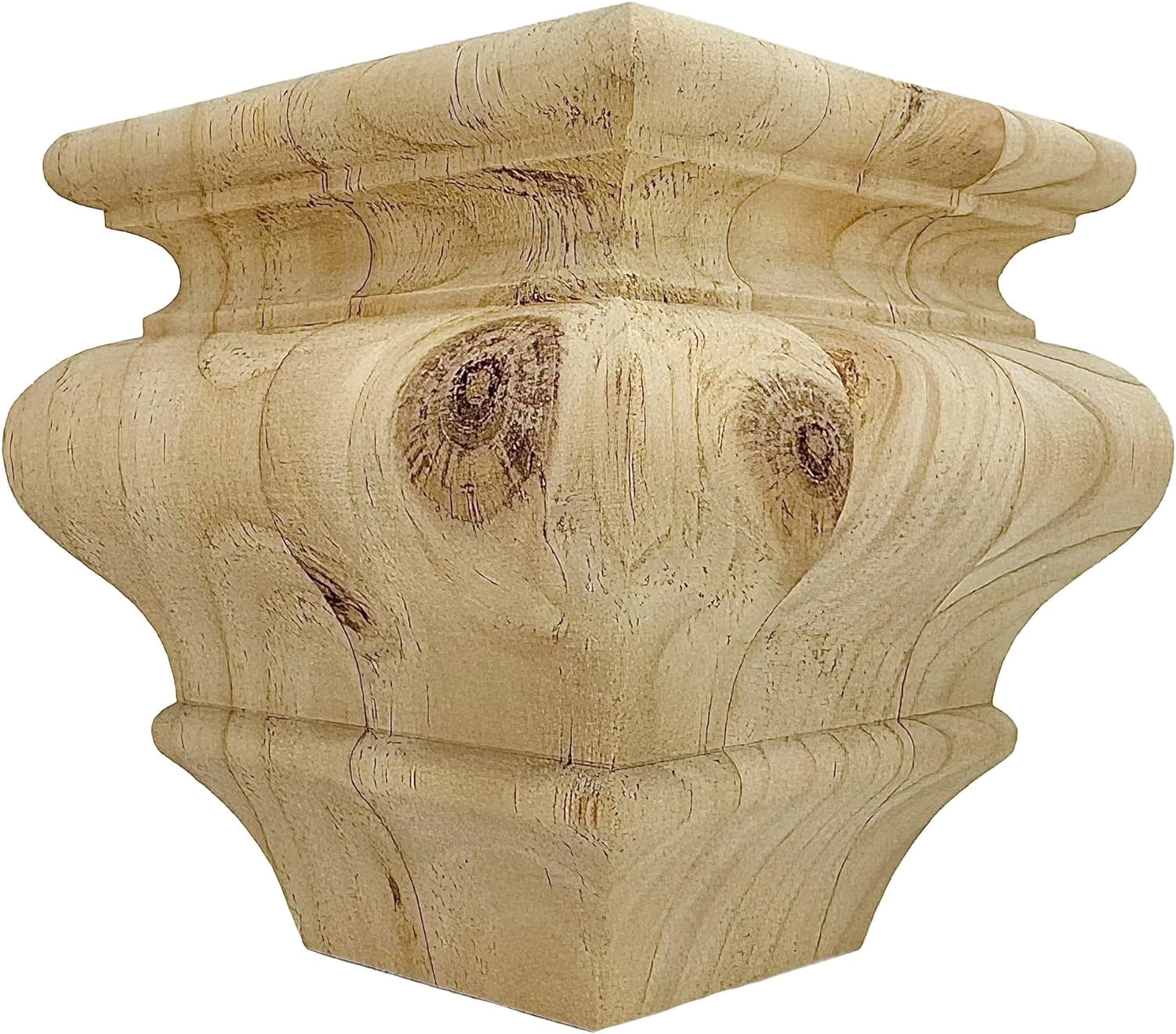 Square Grand Bordeaux Bun Foot Set (2 Pieces) - 4.5" Tall X 4.5" Wide, Pine Wood, Sanded Ready For Stain Or Paint