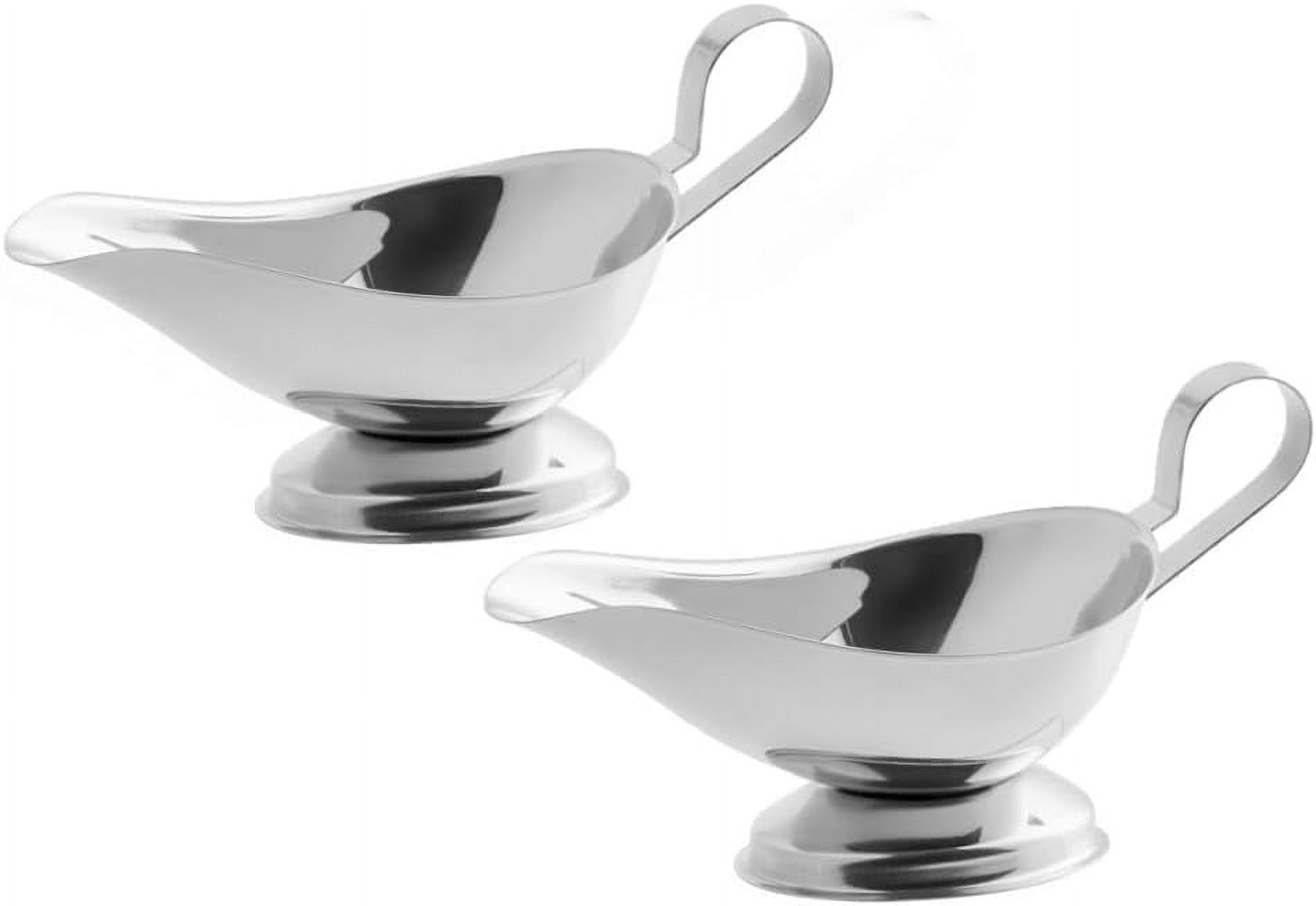 Set Of 2 Stainless Steel 5 Oz. Gravy Boat Sauce Boat With Ergonomic