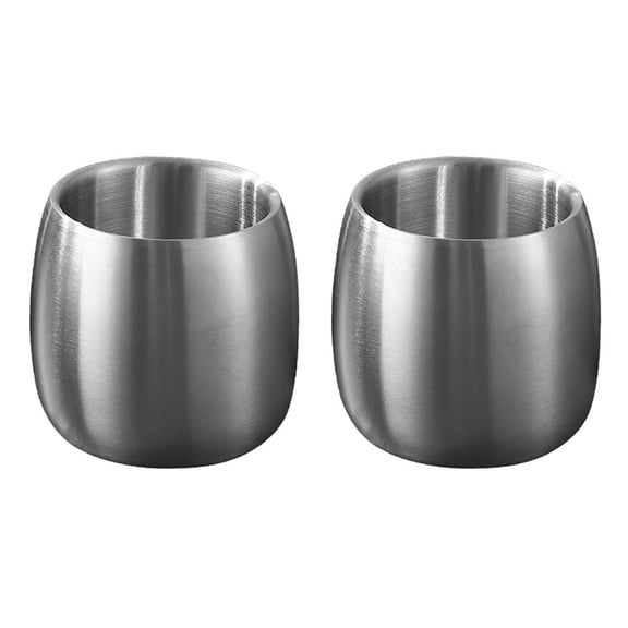 Set Of 2 Stainless Steel Drinking Glasses Stackable Double Wall Cups Metal Mug Dishwasher Safe Cold Water Drinkwares