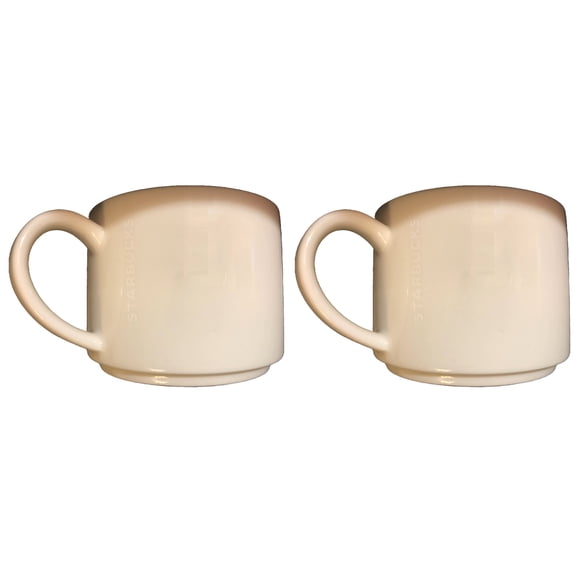 Set Of 2 Starbucks White Ceramic 12oz Mug Engraved "STARBUCKS"