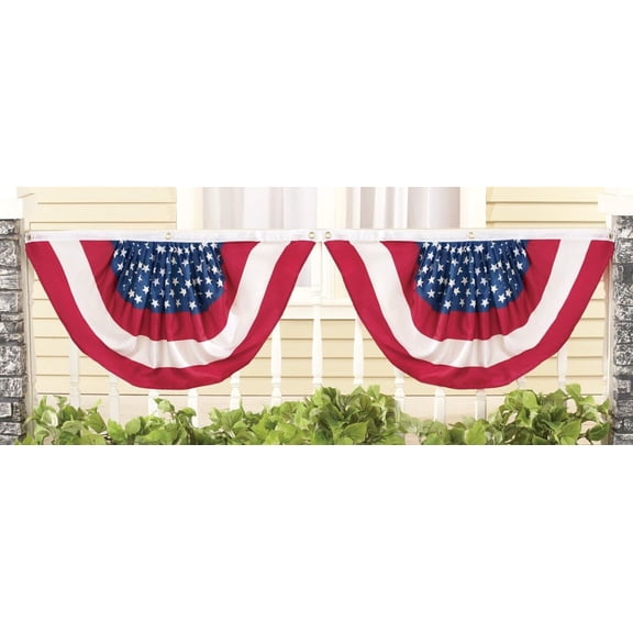 Set Of 2 Stars & Stripes Fence Railing Flag Bunting