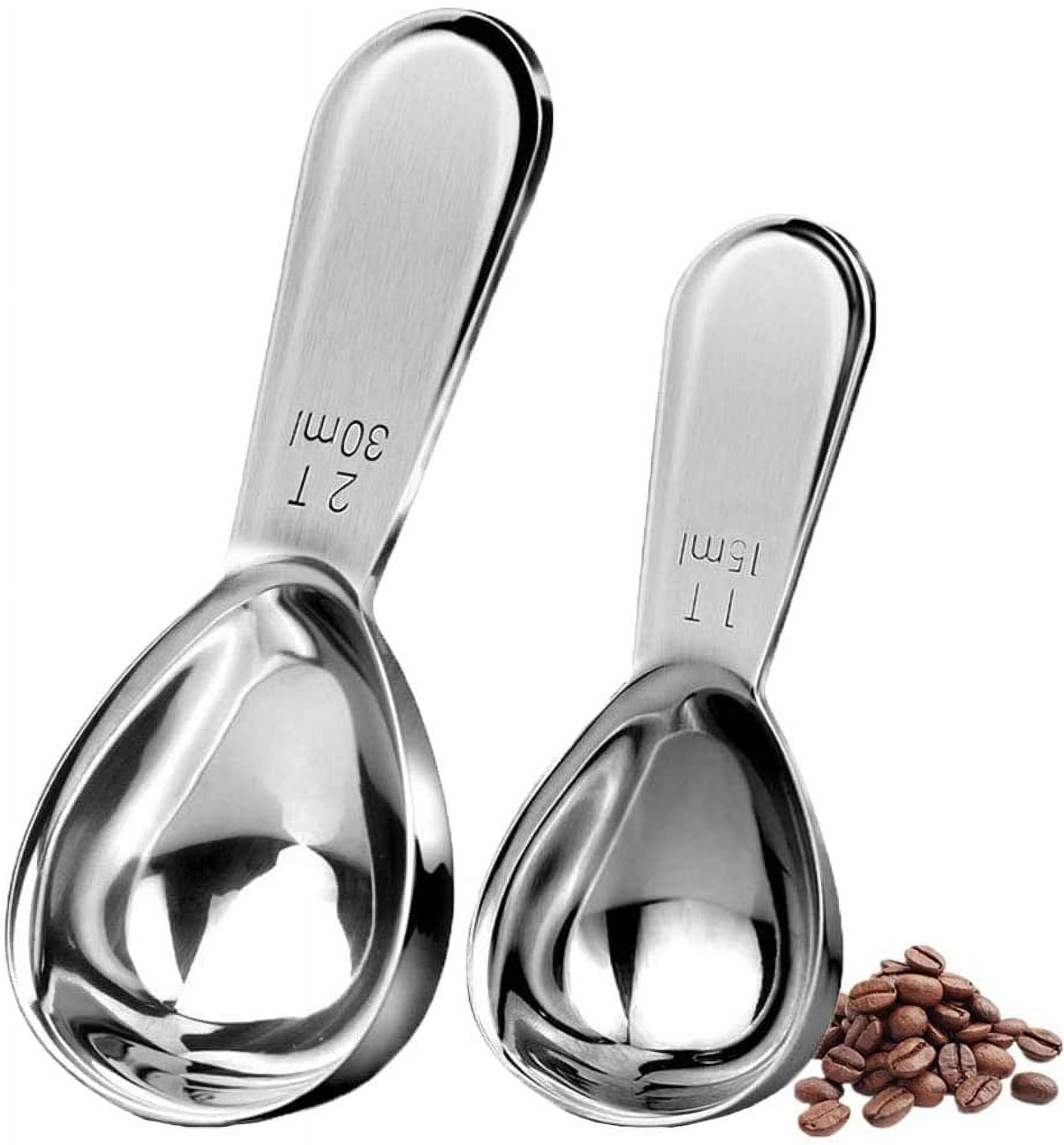 Set of 2 Measuring Spoons - Long Handle Teaspoon (5 ml) and Tablespoon (15  ml) Bowl Scoops for Coffee, Protein Powder and other Dry/Liquid Goods -  Food Grade BPA Free (Long Handle) 