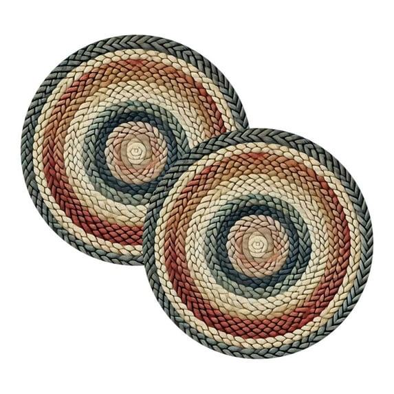 Set Of 2 Vintage Round Placemats For Kitchen And Dining, Size 38X38Cm, Heat-Resistant And Easy To Clean, Adds Rustic Charm To Tables