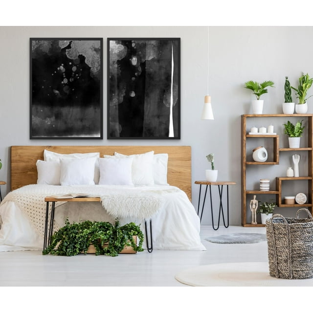 Set Of 2, Wall Decor, Large Wall Art, Boho Wall Decor, Above Bed decor, Abstract Art, Black And
