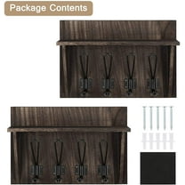 Set Of 2 Wall-Mounted Coat Racks With Hooks Storage Display Shelf Entrance Brown