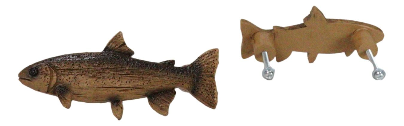 Set Of 2 Western Nautical Marine Trout Fish Faux Wooden Cabinet Bar ...