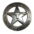 thumbnail image 1 of Set Of 2 Western Screw Back Concho 1.5 Inch Silver Longhorn Star Saddle, 1 of 4