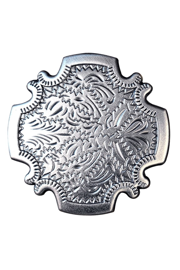 Set Of 2 Western Screw Back Concho Antique Silver Finish Floral Saddle