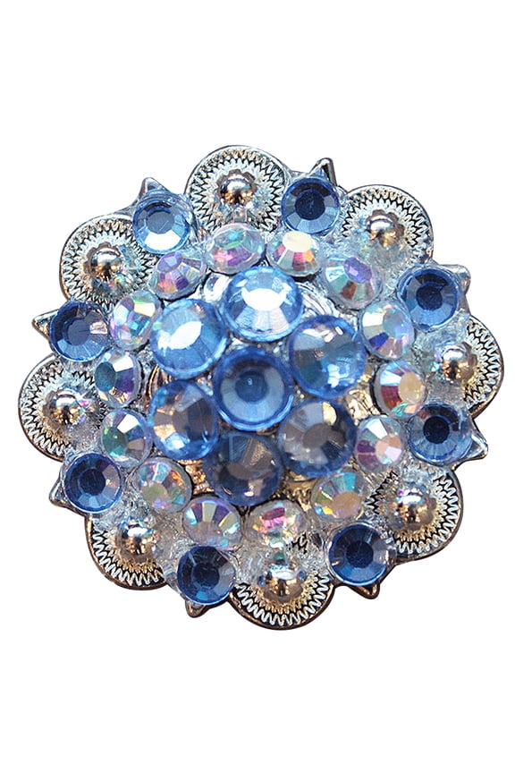 Set Of 2 Western Screw Back Concho Aquamarine Crystals 1-1/4In. Saddle