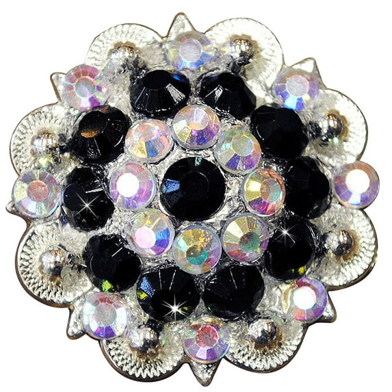 Set Of 2 Western Screw Back Concho Black Ab Crystals 1-1/4In. Saddle