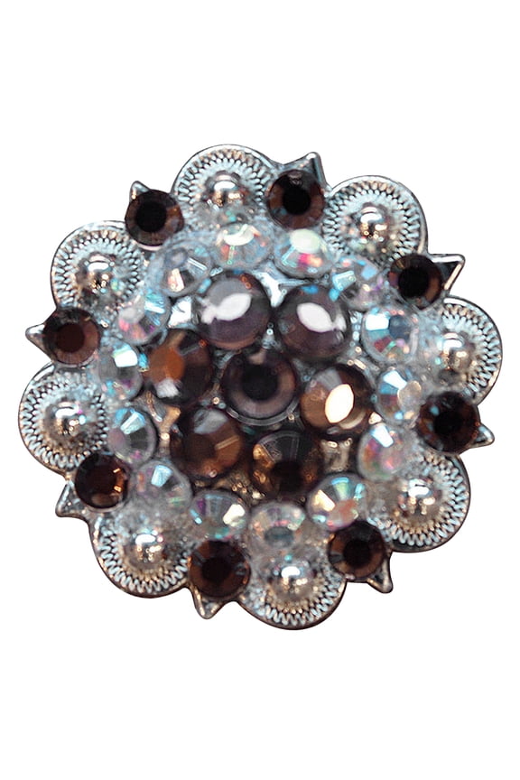 Set Of 2 Western Screw Back Concho Brown Ab Crystal 1-1/4In Saddle