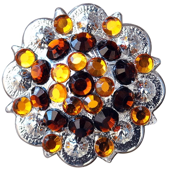 Set Of 2 Western Screw Back Concho Brown Crystal 1-1/4 Saddle Cowgirl