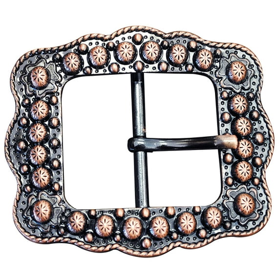 Set Of 2 Western Screw Back Concho Copper Ed Belt Buckle With Rope Edge
