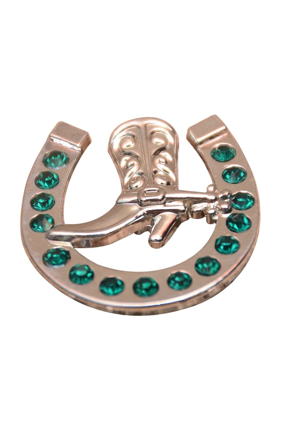 Set Of 2 Western Screw Back Concho Emerald Horseshoe Boots Crystals