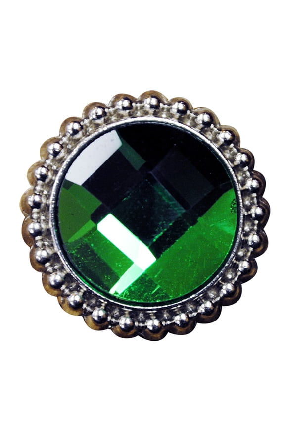 Set Of 2 Western Screw Back Concho Green Glass Stone Nickle Saddle Bling