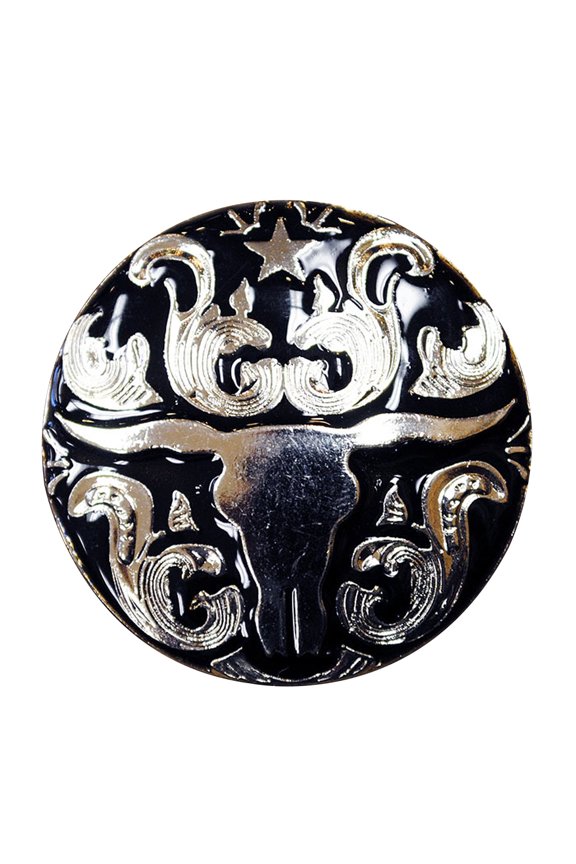 Set Of 2 Western Screw Back Concho Long Horn Black Saddle Bling Cowgirl