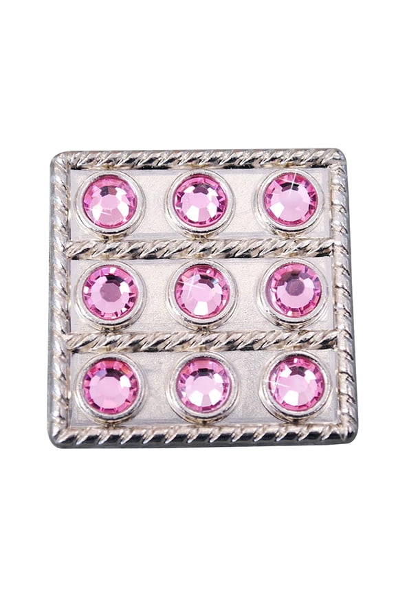 Set Of 2 Western Screw Back Concho Pink Crystal Square Bling Cowgirl