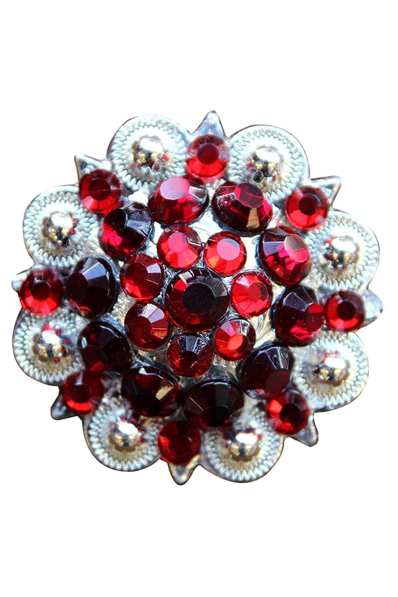 Set Of 2 Western Screw Back Concho Pink Red Crystal 1-1/4In. Berry Saddle