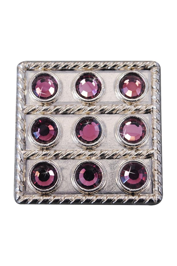 Set Of 2 Western Screw Back Concho Purple Crystal Square Bling Cowgirl
