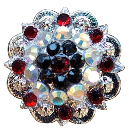 Set Of 2 Western Screw Back Concho Siam Ab Crystals 1-1/4In. Saddle