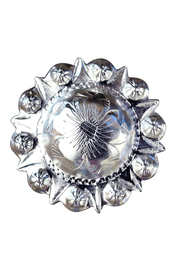 Set Of 2 Western Screw Back Concho Silver Finish Floral Saddle Bling