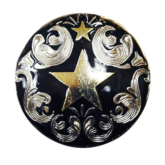 Set Of 2 Western Screw Back Concho Texas Star Black Saddle Bling Cowgirl