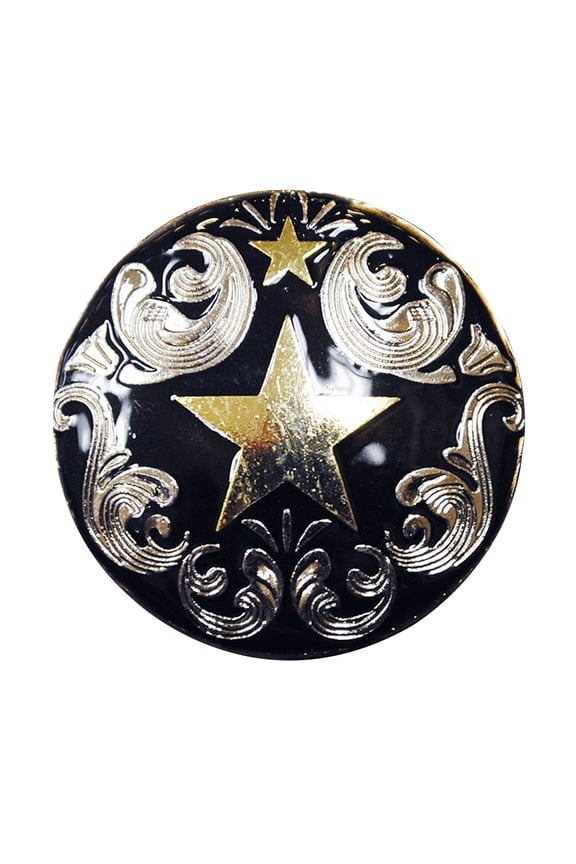 Set Of 2 Western Screw Back Concho Texas Star Black Saddle Bling Cowgirl