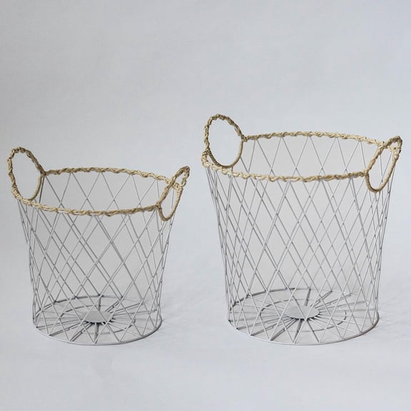 Set Of 2 Wire With Round Handles Baskets