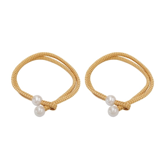 Set Of 2 Woven Cord Curtain Tiebacks With Pearl Accents For Home Decor Yellow