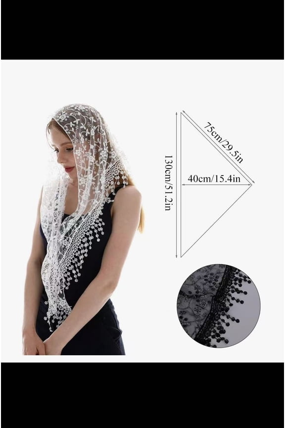 Set Of 2 X Mass Veil Triangle Head Covering Religious Church Scarf Veil Shawl
